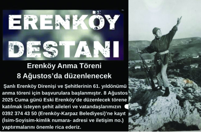 8 Ağustos Erenköy Şehitlerini Anma Töreni için başvurular başladı.