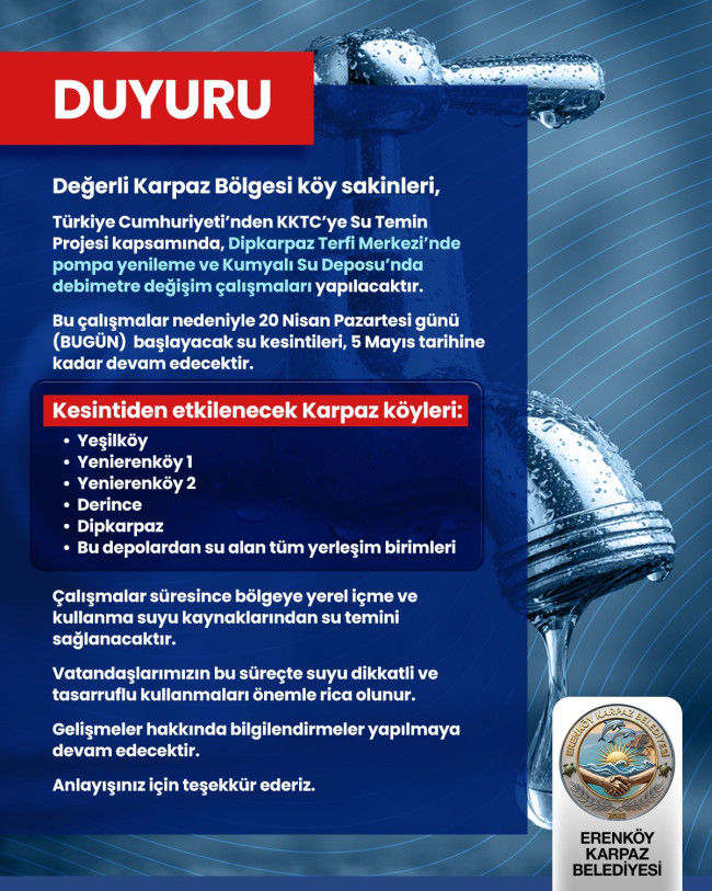 Su Kesintisi 20 Nisan -5 Mayıs