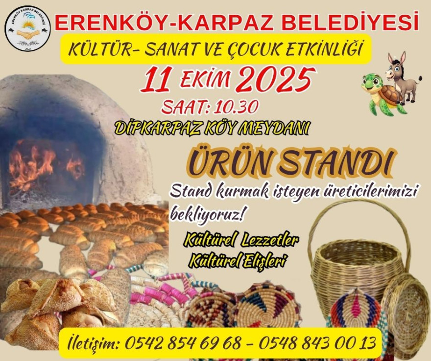 KÜLTÜR-SANAT VE ÇOCUK ETKİNLİĞİ KÜLTÜREL STANDLARIMIZA BAŞVURULAR BAŞLAMIŞTIR