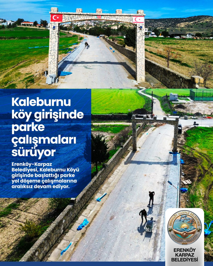 KALEBURNU K&Ouml;Y GİRİŞİNDE PARKE &Ccedil;ALIŞMALARI S&Uuml;R&Uuml;YOR