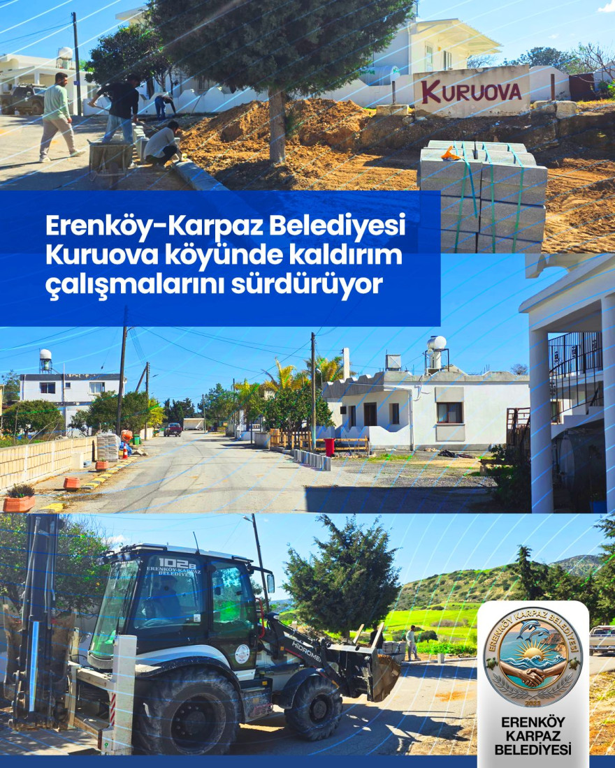 Kuruova k&ouml;y&uuml;m&uuml;zde kaldırım &ccedil;alışmaları s&uuml;r&uuml;yor
