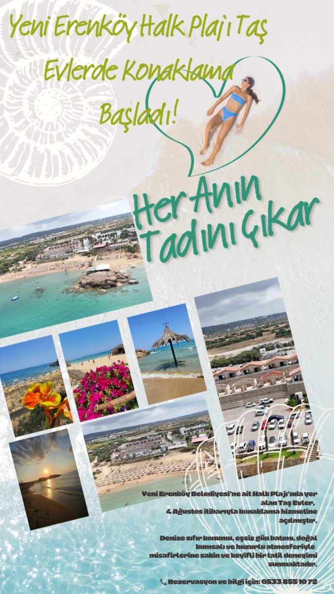 Erenköy-Karpaz Belediyesi , Yenierenköy Halk Plajı Taş Evler Hizmetinizde