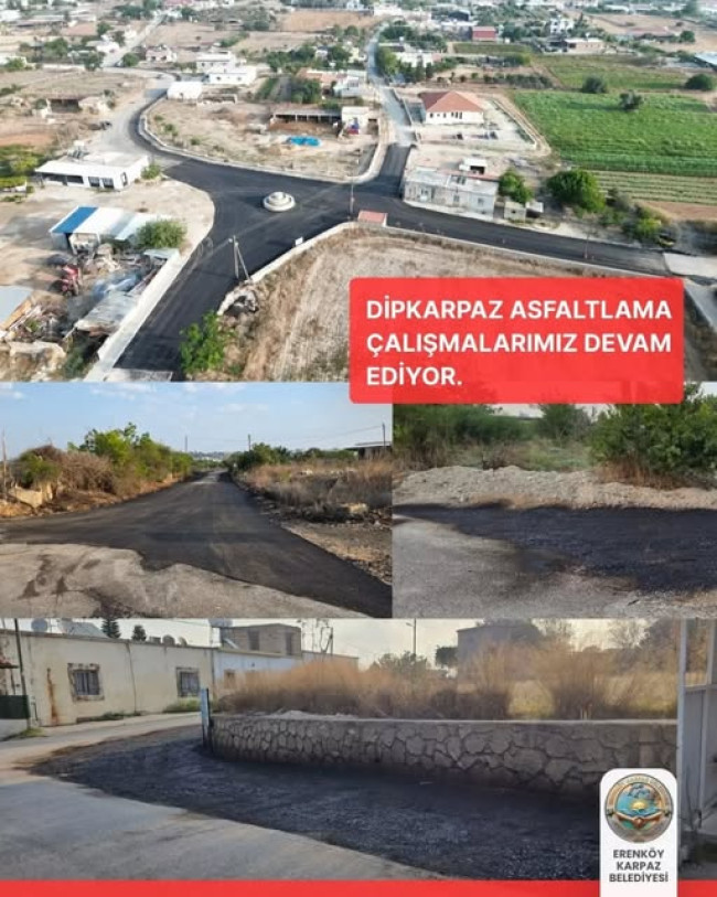 Dipkarpaz&rsquo;da yepyeni yollar i&ccedil;in asfaltlama mesaimizi aralıksız s&uuml;rd&uuml;r&uuml;yoruz!