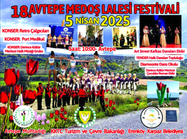 18. Avtepe Medoş Lalesi Festivali 5 Nisan 2025 tarihinde yapılacak